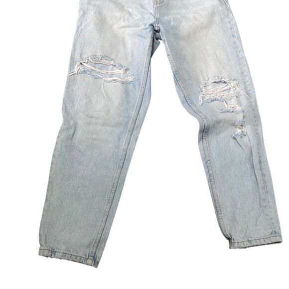 Zara Lightwash Boyfriend Distressed Straight Leg Mom Jeans Size 6 - Picture 5 of 9